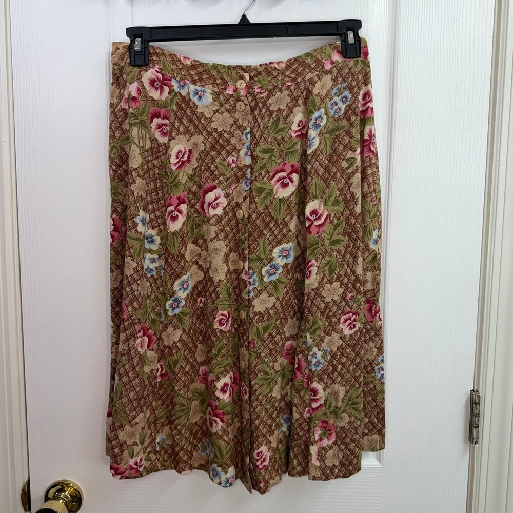 Vintage Sag Harbor pull on button down relaxed midi cottagecore 90s skirt petite